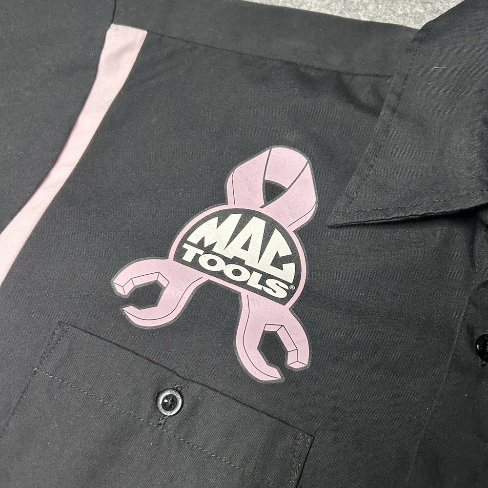 Mac Tools Men's Small (L) Breast Cancer Black Pink Short Sleeve Button Up Shirt - Picture 6 of 12